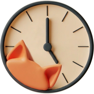 The old icon: a round wall clock with an orange kitten's head peeking in at the bottom left.